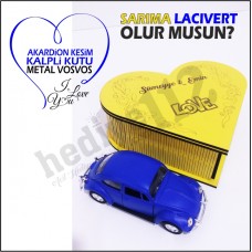 Sevgiliye Hediye Vosvos Ve Kalpli Kutu (sarı-lacivert)