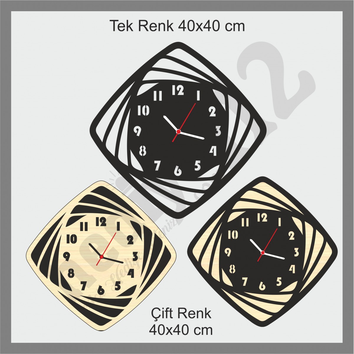 Dekoratif Ahşap Duvar Saati 40 Cm Model 107