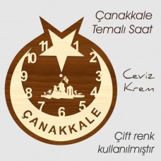 Çanakkele Görselli Ahşap Saat